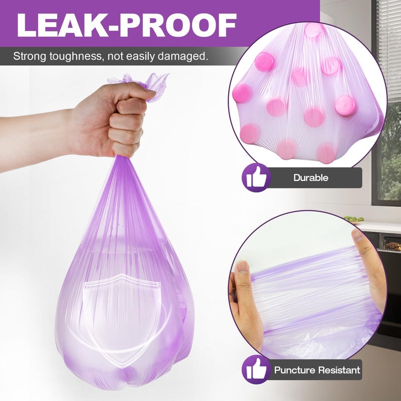 Ginkgo Small Trash Bags, 105 Count 4 Gallon Trash Bag Small Garbage Bags Unscented Bathroom Mini Trash Bags, Wastebasket Bin Liners, Small Plastic Bags for Home Office Kitchen, Purple - Image 2
